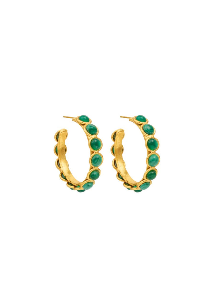 Earrings Sylvia Toledano Candies Hoops Earrings Gold Malachite/Green Onyx O/S Apoella