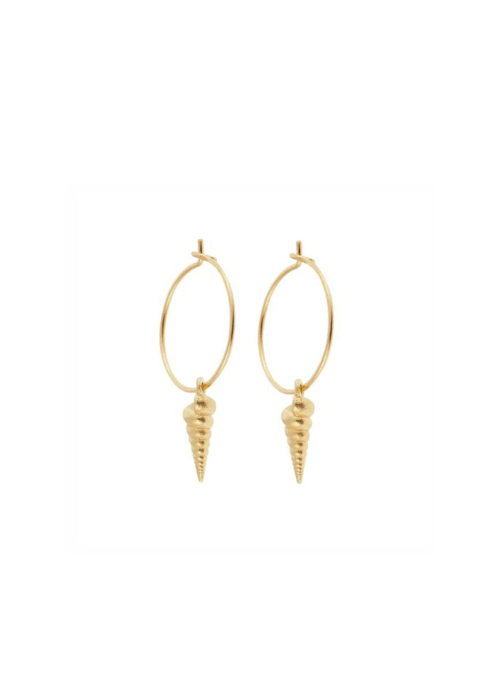 Earrings Ileana Makri Cerith Shell Mini Hoops Gold Plated O/S Apoella