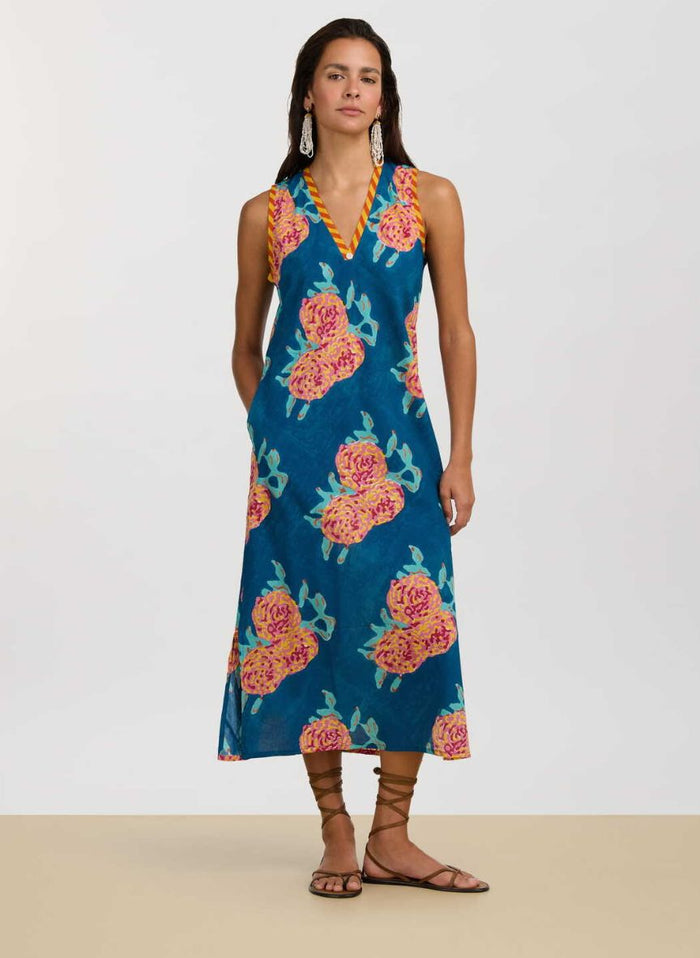 Dresses Lisa Corti Cheack Cotton Dress Dark Teal Apoella
