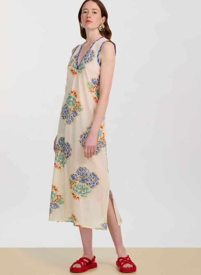 Dresses Lisa Corti Cheack Cotton Dress Ivory Plumbago Apoella