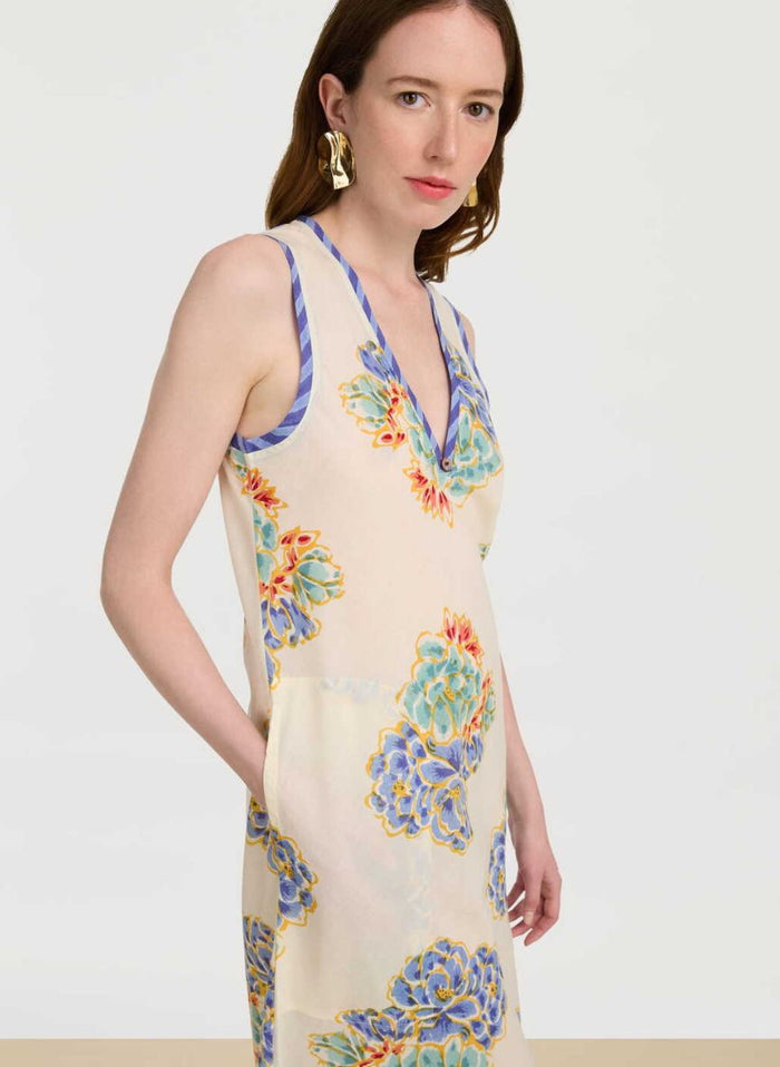 Dresses Lisa Corti Cheack Cotton Dress Ivory Plumbago Apoella