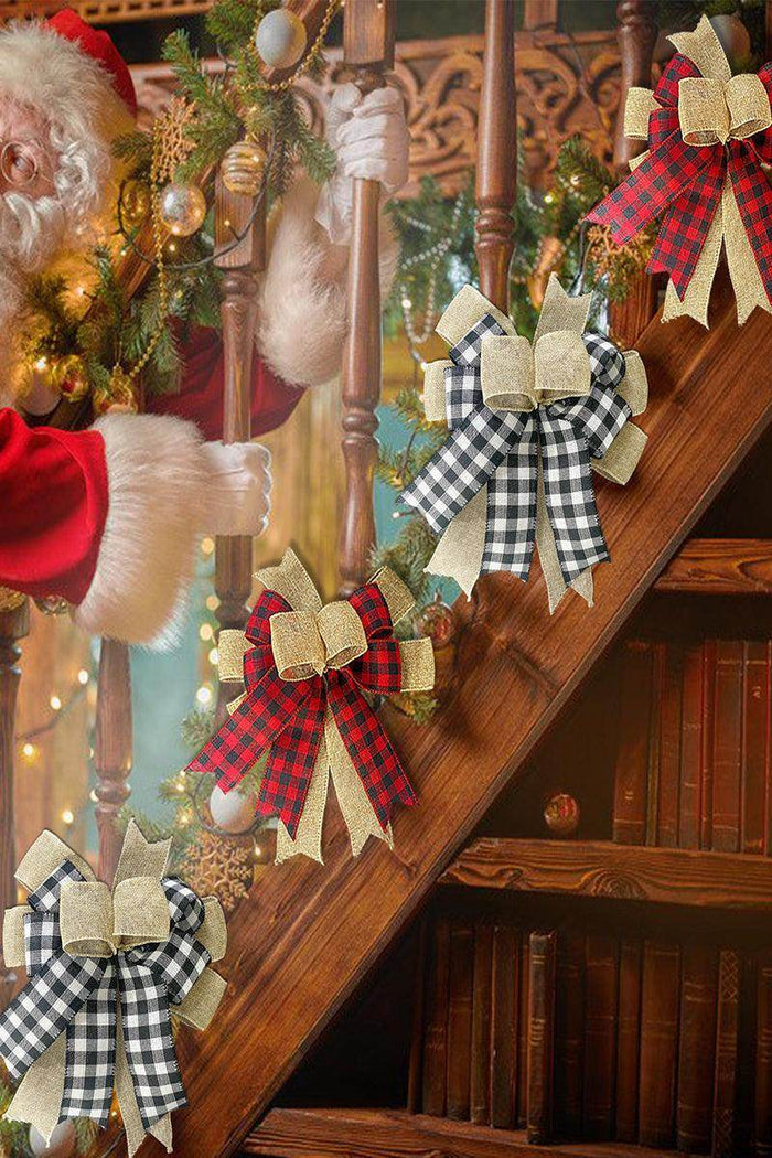 Christmas bow Plaid Christmas ribbon handmade bow in imitation of hemp 834545231731 - COCOMELODY