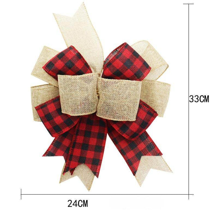 Christmas bow Plaid Christmas ribbon handmade bow in imitation of hemp 834545231731 - COCOMELODY