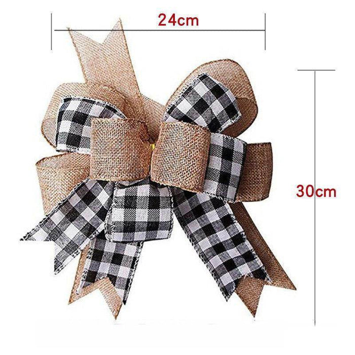 Christmas bow Plaid Christmas ribbon handmade bow in imitation of hemp 834545231731 - COCOMELODY