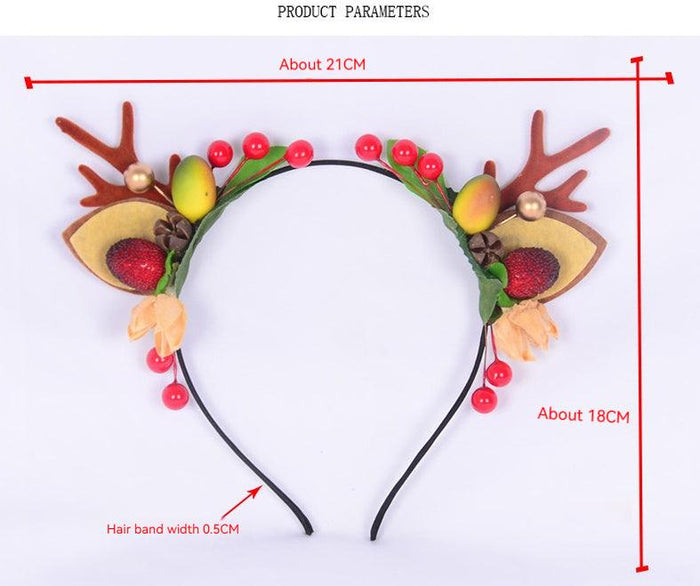 Christmas cat ears Berry headband Holiday party face wash antler headband 849471800595 - COCOMELODY