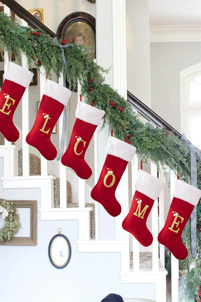 Christmas decoration supplies Red high-grade canary letter socks DIY name gift socks 829176143592 - COCOMELODY
