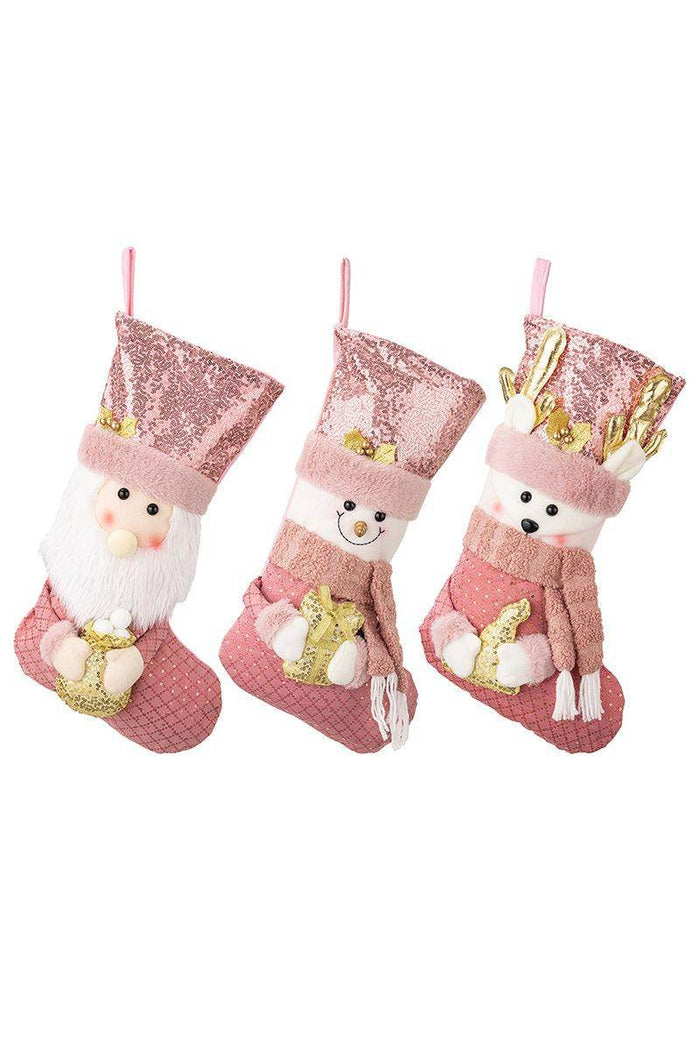 Christmas decorations European pink sequin gift socks 837007874031 - COCOMELODY