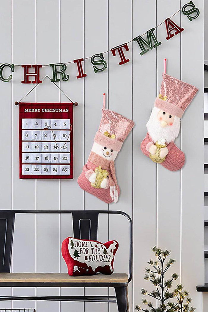 Christmas decorations European pink sequin gift socks 837007874031 - COCOMELODY