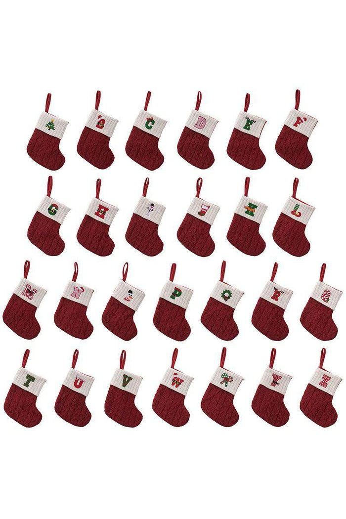 Christmas decorations Red knitted alphabet Embroidery Christmas socks Colorful DIY name gift socks 831001958177 - COCOMELODY