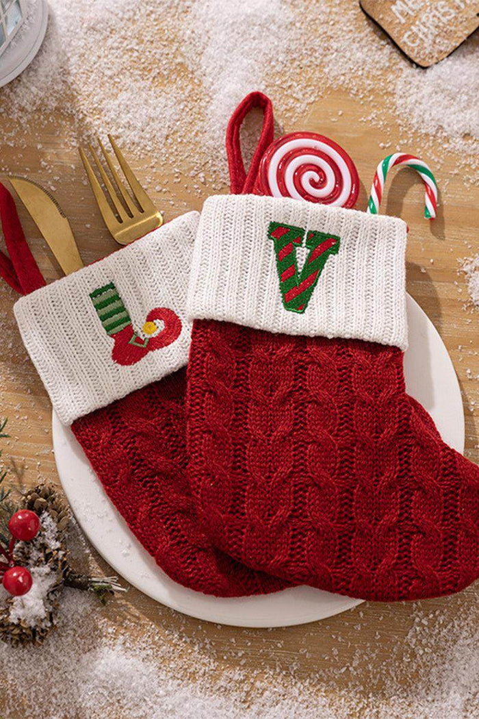 Christmas decorations Red knitted alphabet Embroidery Christmas socks Colorful DIY name gift socks 831001958177 - COCOMELODY