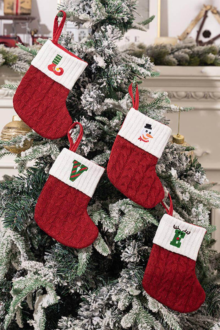 Christmas decorations Red knitted alphabet Embroidery Christmas socks Colorful DIY name gift socks 831001958177 - COCOMELODY