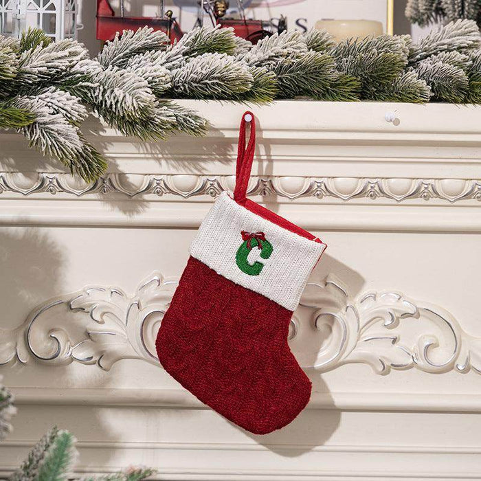 Christmas decorations Red knitted alphabet Embroidery Christmas socks Colorful DIY name gift socks 831001958177 - COCOMELODY