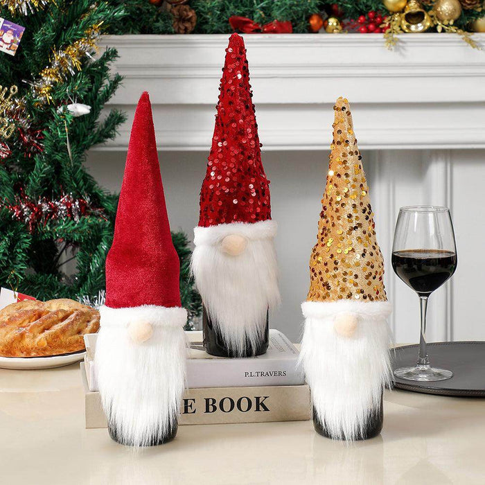 Christmas decorations sequin faceless doll bottle sleeve party 844089687689 - COCOMELODY