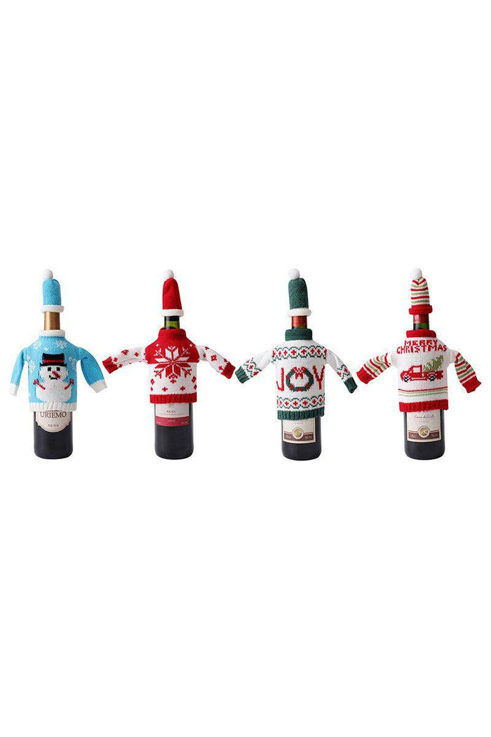 Christmas decorations wine knit bottle set holiday scene layout 807308392160 - COCOMELODY