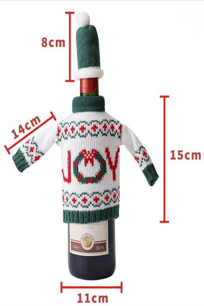 Christmas decorations wine knit bottle set holiday scene layout 807308392160 - COCOMELODY
