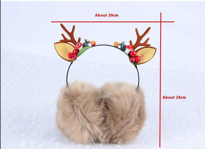 Christmas elk antlers Winter warm earmuffs Cute cat ear headband headdress 849465740917 - COCOMELODY