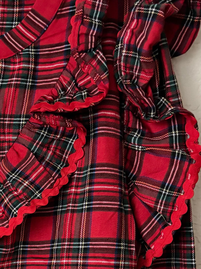 Christmas Plaid Ruffled Top