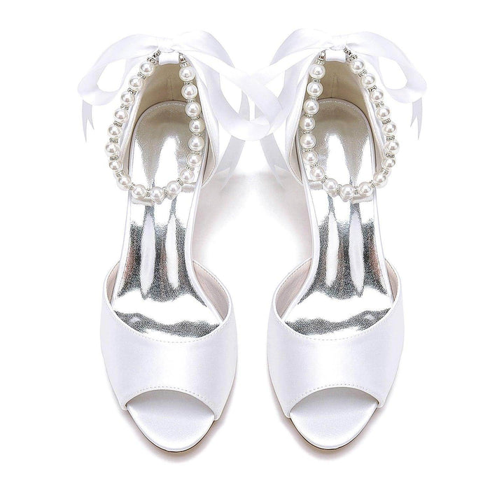 Chunky Heel 6.5cm Silk-Like Shoes CK0306 - COCOMELODY