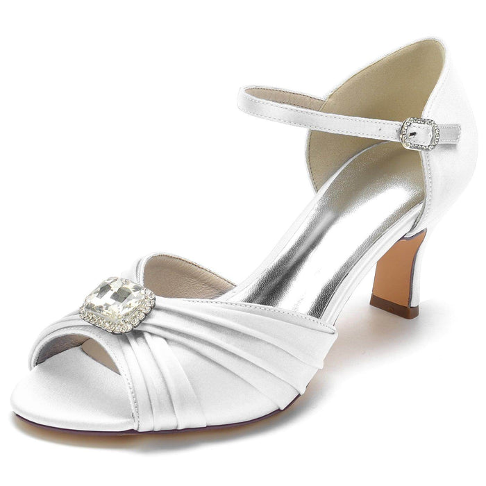 Chunky Heel 6.5cm Silk-Like Shoes CK0322 - COCOMELODY