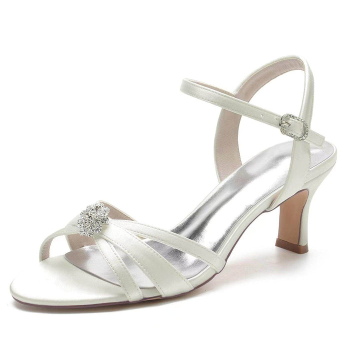Chunky Heel 6.5cm Silk-Like Shoes CK0323 - COCOMELODY