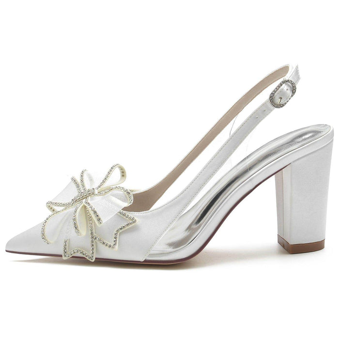 Chunky Heel 8.5cm Silk-Like Shoes CK0183 - COCOMELODY