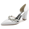 Chunky Heel 8.5cm Silk-Like Shoes CK0186 - COCOMELODY