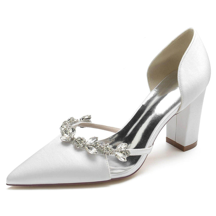 Chunky Heel 8.5cm Silk-Like Shoes CK0186 - COCOMELODY