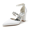 Chunky Heel 8.5cm Silk-Like Shoes CK0187 - COCOMELODY