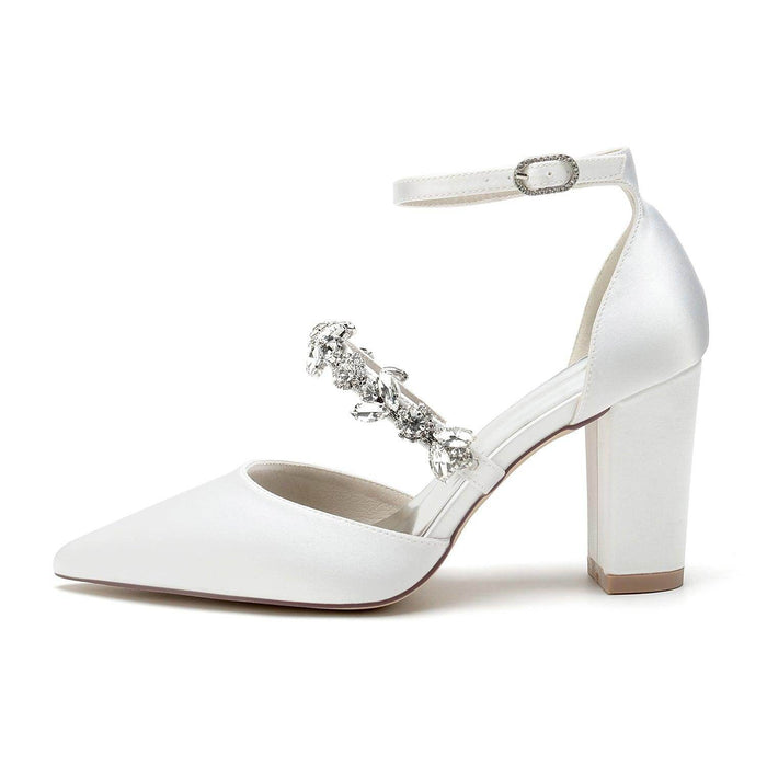 Chunky Heel 8.5cm Silk-Like Shoes CK0187 - COCOMELODY