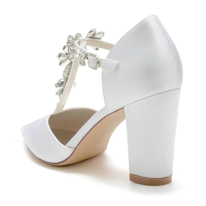 Chunky Heel 8.5cm Silk-Like Shoes CK0188 - COCOMELODY