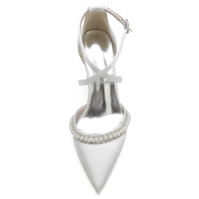 Chunky Heel 8.5cm Silk-Like Shoes CK0189 - COCOMELODY