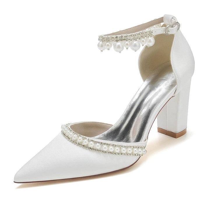Chunky Heel 8.5cm Silk-Like Shoes CK0190 - COCOMELODY