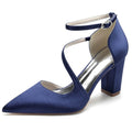 Chunky Heel 8.5cm Silk-Like Shoes CK0192 - COCOMELODY