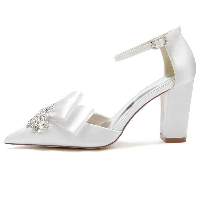 Chunky Heel 8.5cm Silk-Like Shoes CK0196 - COCOMELODY