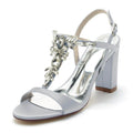 Chunky Heel 8.5cm Silk-Like Shoes CK0310 - COCOMELODY
