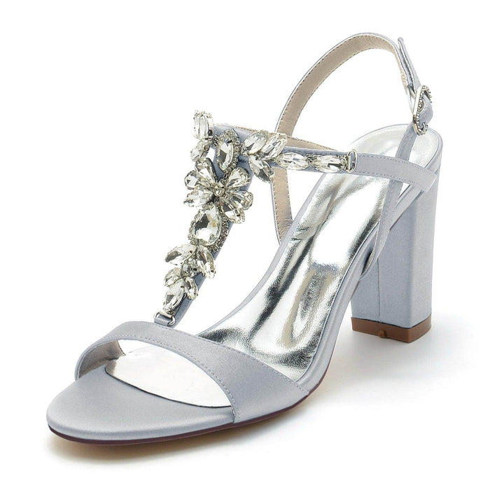 Chunky Heel 8.5cm Silk-Like Shoes CK0310 - COCOMELODY