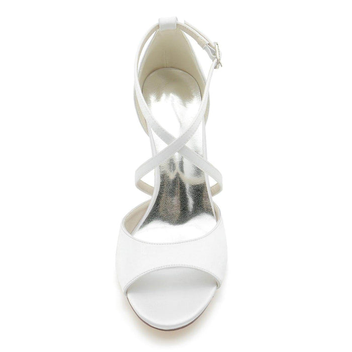 Chunky Heel 8.5cm Silk-Like Shoes CK0346 - COCOMELODY