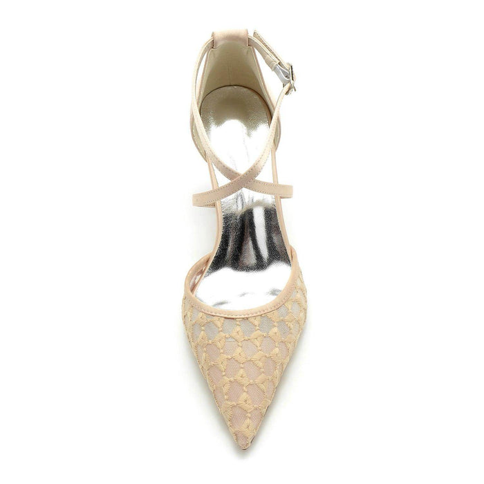 Chunky Heel 8.5cm Tulle Shoes CK0199 - COCOMELODY