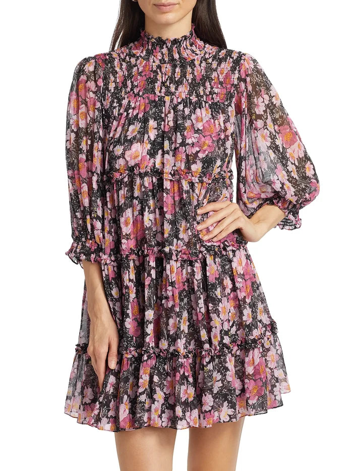 Cizd8938 Cinq a Sept Olive Cosmo Flowers Dress