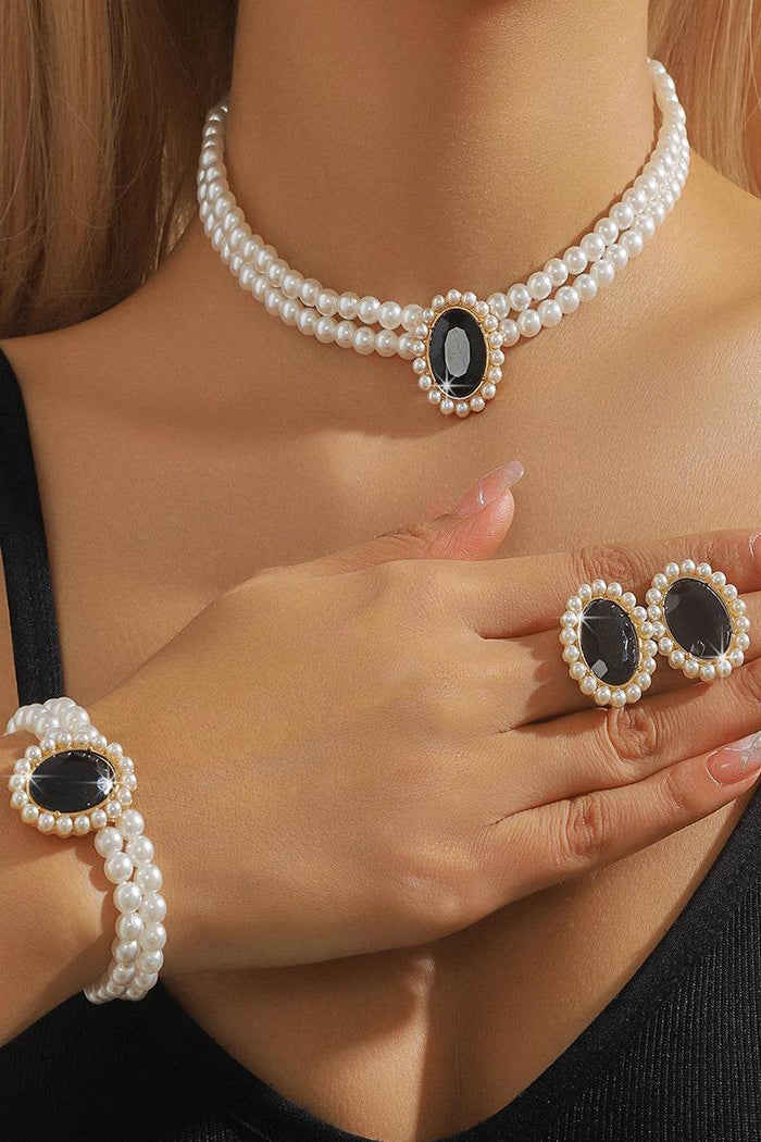 Classic Pearl/Bracelet/ Wedding Earrings/Necklace Jewelry Sets (Set of 3) 834263932975 - COCOMELODY