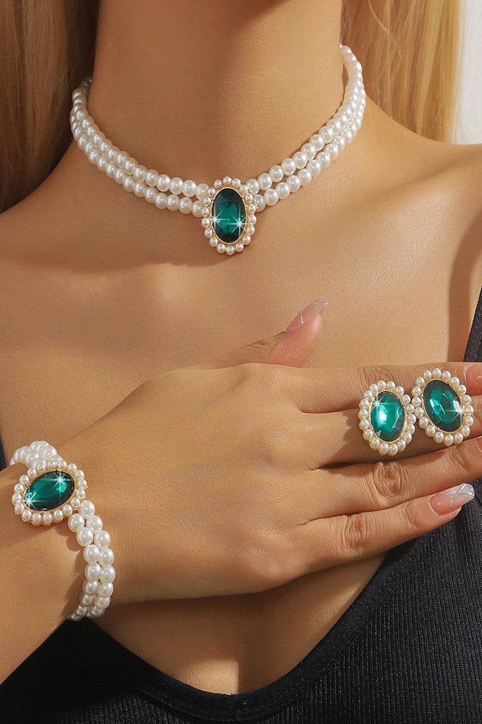 Classic Pearl/Bracelet/ Wedding Earrings/Necklace Jewelry Sets (Set of 3) 834263932975 - COCOMELODY