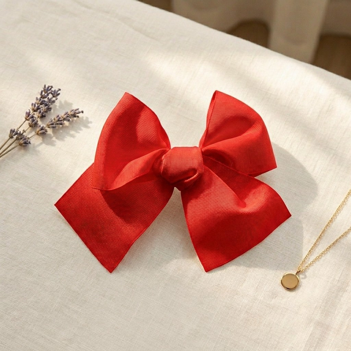 Classic Red Grosgrain Hair Bow Clip (14 cm)