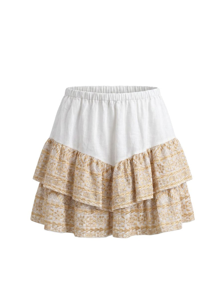 - Classic Triangle Ruffle Skirt White/Gold Apoella
