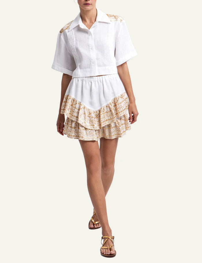 - Classic Triangle Ruffle Skirt White/Gold Apoella