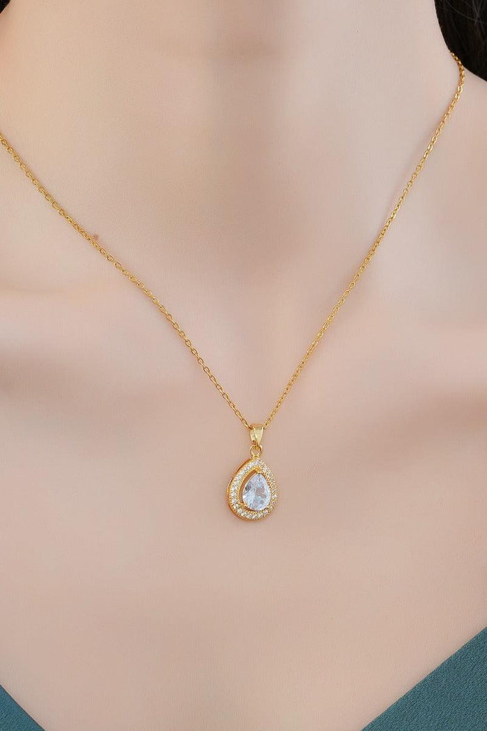 Clear Teardrop CZ Pendant Necklace Stainless Steel 919133471194