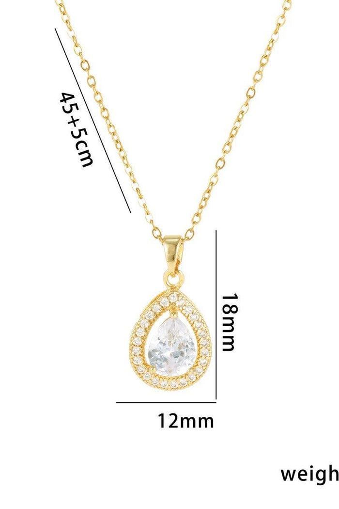Clear Teardrop CZ Pendant Necklace Stainless Steel 919133471194