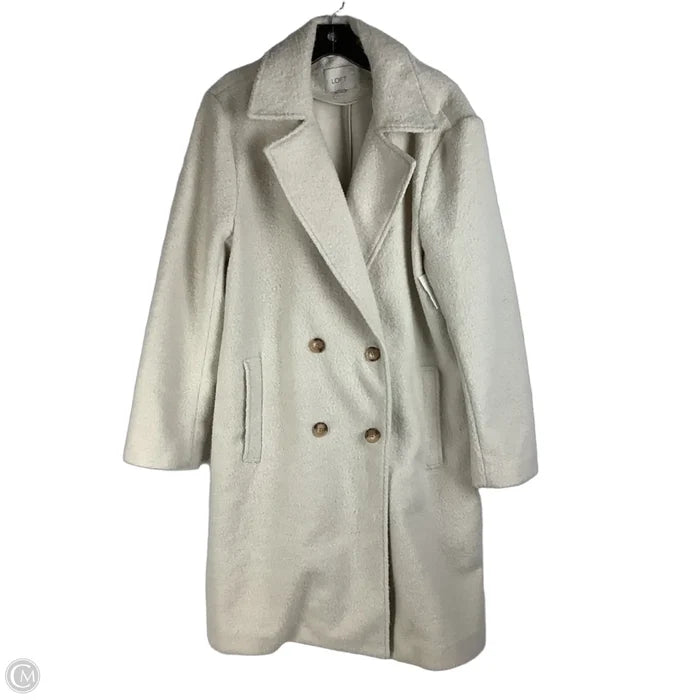 Coat Faux Fur & Sherpa By Loft In Cream, Size: L