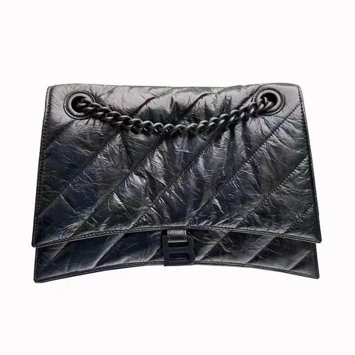 Cowhide pleated diamond check chain bag evening bag 706471330384 - COCOMELODY
