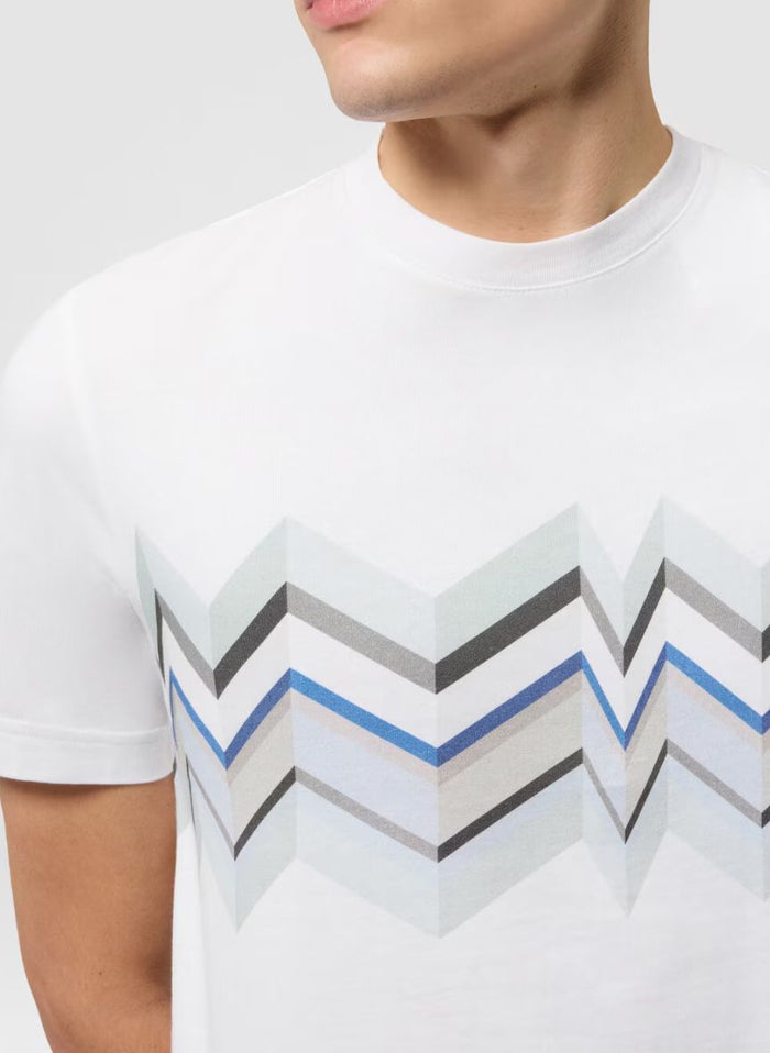T-shirts Missoni Crew-neck Cotton T-shirt with Irregular Zigzag Light Blue Print Apoella