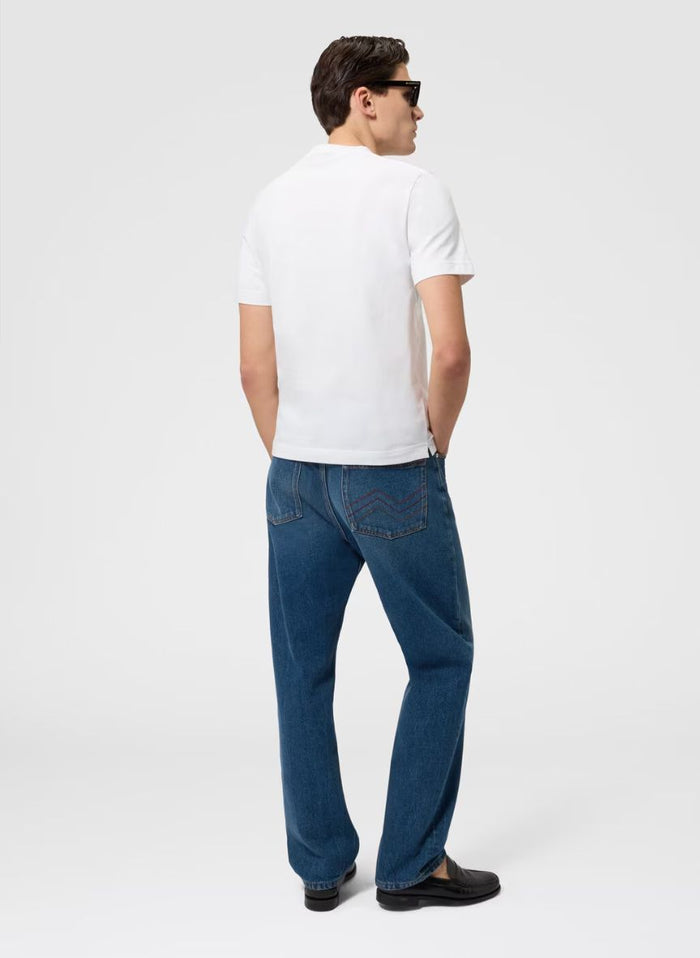 T-shirts Missoni Crew-neck Cotton T-shirt with Irregular Zigzag Light Blue Print Apoella